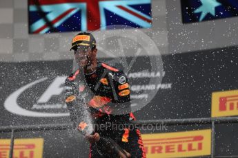 World © Octane Photographic Ltd. Formula 1 - Belgian Grand Prix - Podium. Daniel Ricciardo (3rd) - Red Bull Racing RB13. Circuit de Spa Francorchamps, Belgium. Sunday 27th August 2017. Digital Ref:1934LB1D9443