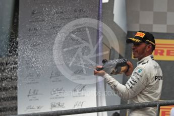 World © Octane Photographic Ltd. Formula 1 - Belgian Grand Prix - Podium. Lewis Hamilton - Mercedes AMG Petronas F1 W08 EQ Energy+. Circuit de Spa Francorchamps, Belgium. Sunday 27th August 2017. Digital Ref:1934LB1D9455