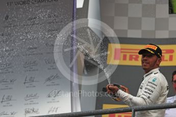 World © Octane Photographic Ltd. Formula 1 - Belgian Grand Prix - Podium. Lewis Hamilton - Mercedes AMG Petronas F1 W08 EQ Energy+. Circuit de Spa Francorchamps, Belgium. Sunday 27th August 2017. Digital Ref:1934LB1D9462