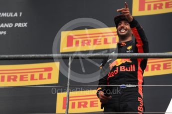 World © Octane Photographic Ltd. Formula 1 - Belgian Grand Prix - Podium. Daniel Ricciardo - Red Bull Racing RB13. Circuit de Spa Francorchamps, Belgium. Sunday 27th August 2017. Digital Ref:1934LB1D9662
