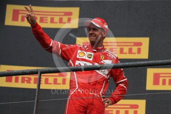 World © Octane Photographic Ltd. Formula 1 - Belgian Grand Prix - Podium. Sebastian Vettel - Scuderia Ferrari SF70H. Circuit de Spa Francorchamps, Belgium. Sunday 27th August 2017. Digital Ref:1934LB1D9700