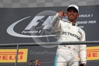 World © Octane Photographic Ltd. Formula 1 - Belgian Grand Prix - Podium. Lewis Hamilton - Mercedes AMG Petronas F1 W08 EQ Energy+. Circuit de Spa Francorchamps, Belgium. Sunday 27th August 2017. Digital Ref:1934LB1D9779