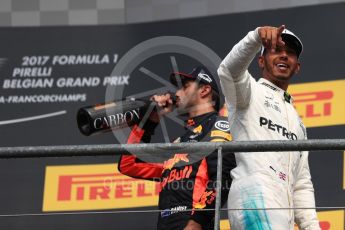 World © Octane Photographic Ltd. Formula 1 - Belgian Grand Prix - Podium. Lewis Hamilton - Mercedes AMG Petronas F1 W08 EQ Energy+. Circuit de Spa Francorchamps, Belgium. Sunday 27th August 2017. Digital Ref:1934LB1D9796