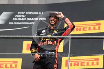 World © Octane Photographic Ltd. Formula 1 - Belgian Grand Prix - Podium. Daniel Ricciardo - Red Bull Racing RB13 and Daniel Ricciardo - Red Bull Racing RB13. Circuit de Spa Francorchamps, Belgium. Sunday 27th August 2017. Digital Ref:1934LB1D9816