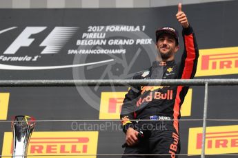 World © Octane Photographic Ltd. Formula 1 - Belgian Grand Prix - Podium. Daniel Ricciardo - Red Bull Racing RB13. Circuit de Spa Francorchamps, Belgium. Sunday 27th August 2017. Digital Ref:1934LB1D9822
