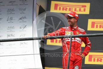 World © Octane Photographic Ltd. Formula 1 - Belgian Grand Prix - Podium. Sebastian Vettel - Scuderia Ferrari SF70H. Circuit de Spa Francorchamps, Belgium. Sunday 27th August 2017. Digital Ref:1934LB1D9848