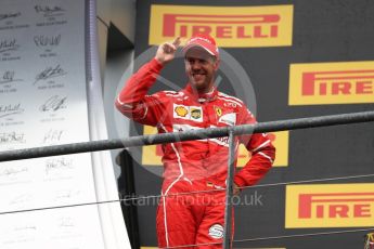 World © Octane Photographic Ltd. Formula 1 - Belgian Grand Prix - Podium. Sebastian Vettel - Scuderia Ferrari SF70H. Circuit de Spa Francorchamps, Belgium. Sunday 27th August 2017. Digital Ref:1934LB1D9920