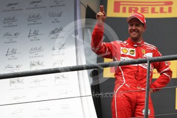 World © Octane Photographic Ltd. Formula 1 - Belgian Grand Prix - Podium. Sebastian Vettel - Scuderia Ferrari SF70H. Circuit de Spa Francorchamps, Belgium. Sunday 27th August 2017. Digital Ref:1934LB1D9921