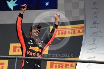 World © Octane Photographic Ltd. Formula 1 - Belgian Grand Prix - Podium. Daniel Ricciardo - Red Bull Racing RB13. Circuit de Spa Francorchamps, Belgium. Sunday 27th August 2017. Digital Ref:1934LB1D9962