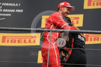 World © Octane Photographic Ltd. Formula 1 - Belgian Grand Prix - Podium. Sebastian Vettel - Scuderia Ferrari SF70H. Circuit de Spa Francorchamps, Belgium. Sunday 27th August 2017. Digital Ref:1934LB1D9983