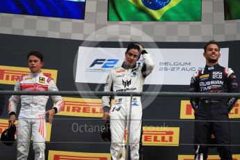 World © Octane Photographic Ltd. FIA Formula 2 (F2) - Race 2. Sergio Sette Camara (1st) – MP Motorsport, Nyck de Vries (2nd) – Racing Engineering and Luca Ghiotto (3rd) – Russian Time. Belgian Grand Prix, Spa Francorchamps, Belgium. Sunday August 27th 2017. Digital Ref:1926LB1D7919