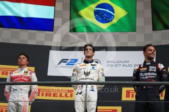 World © Octane Photographic Ltd. FIA Formula 2 (F2) - Race 2. Sergio Sette Camara (1st) – MP Motorsport, Nyck de Vries (2nd) – Racing Engineering and Luca Ghiotto (3rd) – Russian Time. Belgian Grand Prix, Spa Francorchamps, Belgium. Sunday August 27th 2017. Digital Ref:1926LB1D7937