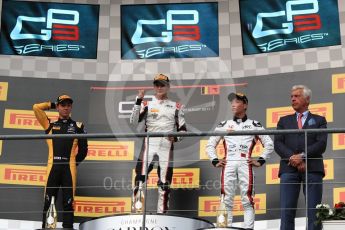 World © Octane Photographic Ltd. GP3 - Race 1. George Russell (1st), Jack Aitken (2nd) and Nirei Fukuzumi (3rd) - ART Grand Prix. Belgian Grand Pix - Spa Francorchamps, Belgium. Saturday 26th August 2017. Digital Ref:1927LB1D7452