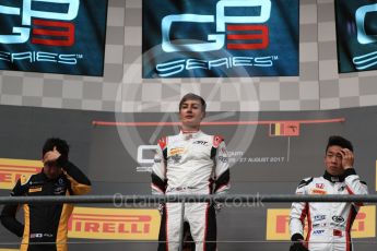 World © Octane Photographic Ltd. GP3 - Race 1. George Russell (1st), Jack Aitken (2nd) and Nirei Fukuzumi (3rd) - ART Grand Prix. Belgian Grand Pix - Spa Francorchamps, Belgium. Saturday 26th August 2017. Digital Ref:1927LB1D7465