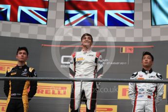 World © Octane Photographic Ltd. GP3 - Race 1. George Russell (1st), Jack Aitken (2nd) and Nirei Fukuzumi (3rd) - ART Grand Prix. Belgian Grand Pix - Spa Francorchamps, Belgium. Saturday 26th August 2017. Digital Ref:1927LB1D7489