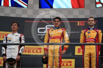 World © Octane Photographic Ltd. GP3 - Race 2. Guiliano Alsei (1st) – Trident, George Russell (2nd) - ART Grand Prix and Ryan Tveter (3rd) – Trident. Belgian Grand Pix - Spa Francorchamps, Belgium. Sunday 27th August 2017. Digital Ref: 1930LB1D7706