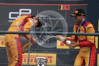 World © Octane Photographic Ltd. GP3 - Race 2. Guiliano Alsei (1st) – Trident and Ryan Tveter (3rd) – Trident. Belgian Grand Pix - Spa Francorchamps, Belgium. Sunday 27th August 2017. Digital Ref: 1930LB1D7762