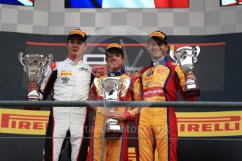World © Octane Photographic Ltd. GP3 - Race 2. Guiliano Alsei (1st) – Trident, George Russell (2nd) - ART Grand Prix and Ryan Tveter (3rd) – Trident. Belgian Grand Pix - Spa Francorchamps, Belgium. Sunday 27th August 2017. Digital Ref: 1930LB1D7786