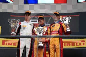 World © Octane Photographic Ltd. GP3 - Race 2. Guiliano Alsei (1st) – Trident, George Russell (2nd) - ART Grand Prix and Ryan Tveter (3rd) – Trident. Belgian Grand Pix - Spa Francorchamps, Belgium. Sunday 27th August 2017. Digital Ref: 1930LB1D7796