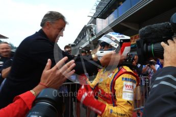 World © Octane Photographic Ltd. GP3 - Race 2. Guiliano Alsei with father Jean – Trident. Belgian Grand Pix - Spa Francorchamps, Belgium. Sunday 27th August 2017. Digital Ref: 1930LB2D7086