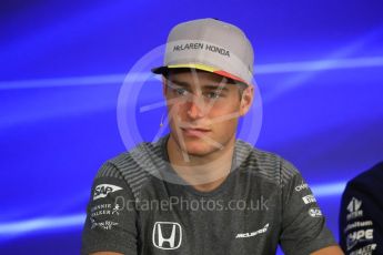 World © Octane Photographic Ltd. Formula 1 - Belgian Grand Prix – Thursday Driver Press Conference – Part 1. Stoffel Vandoorne - McLaren Honda. Circuit de Francorchamps, Belgium. Thursday 24th August 2017. Digital Ref: 1919LB1D4232