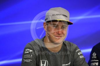 World © Octane Photographic Ltd. Formula 1 - Belgian Grand Prix – Thursday Driver Press Conference – Part 1. Stoffel Vandoorne - McLaren Honda. Circuit de Francorchamps, Belgium. Thursday 24th August 2017. Digital Ref: 1919LB1D4331