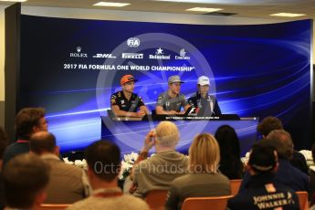 World © Octane Photographic Ltd. Formula 1 - Belgian Grand Prix – Thursday Driver Press Conference – Part 1. Esteban Ocon - Sahara Force India, Stoffel Vandoorne - McLaren Honda and Max Verstappen - Red Bull Racing. Circuit de Francorchamps, Belgium. Thursday 24th August 2017. Digital Ref: 1919LB2D5596