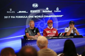 World © Octane Photographic Ltd. Formula 1 - Belgian Grand Prix – Thursday Driver Press Conference – Part 2. Valtteri Bottas - Mercedes AMG Petronas F1 Team, Felipe Massa - Williams Martini Racing FW40 and Kimi Raikkonen - Scuderia Ferrari. Circuit de Francorchamps, Belgium. Thursday 24th August 2017. Digital Ref: 1919LB2D5630