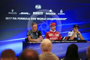 World © Octane Photographic Ltd. Formula 1 - Belgian Grand Prix – Thursday Driver Press Conference – Part 2. Valtteri Bottas - Mercedes AMG Petronas F1 Team, Felipe Massa - Williams Martini Racing FW40 and Kimi Raikkonen - Scuderia Ferrari. Circuit de Francorchamps, Belgium. Thursday 24th August 2017. Digital Ref: 1919LB2D5639