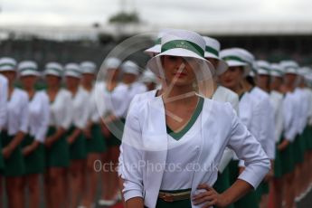 World © Octane Photographic Ltd. Formula 1 - British Grand Prix - Sunday - Drivers Parade. Grid Girls. Silverstone, UK. Sunday 16th July 2017. Digital Ref: 1891LB1D3382