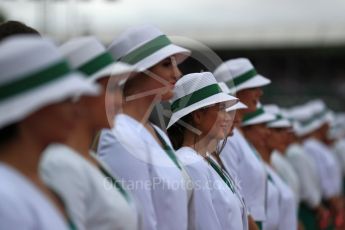 World © Octane Photographic Ltd. Formula 1 - British Grand Prix - Sunday - Drivers Parade. Grid Girls. Silverstone, UK. Sunday 16th July 2017. Digital Ref: 1891LB1D3390