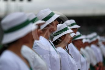 World © Octane Photographic Ltd. Formula 1 - British Grand Prix - Sunday - Drivers Parade. Grid Girls. Silverstone, UK. Sunday 16th July 2017. Digital Ref: 1891LB1D3404