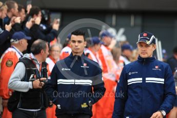 World © Octane Photographic Ltd. Formula 1 - British Grand Prix - Sunday - Drivers Parade. Marcus Ericsson and Pascal Wehrlein – Sauber F1 Team C36. Silverstone, UK. Sunday 16th July 2017. Digital Ref: 1891LB1D3441