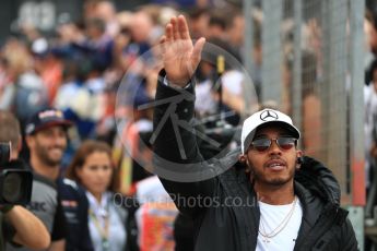 World © Octane Photographic Ltd. Formula 1 - British Grand Prix - Sunday - Drivers Parade. Lewis Hamilton - Mercedes AMG Petronas F1 W08 EQ Energy+. Silverstone, UK. Sunday 16th July 2017. Digital Ref: 1891LB1D3513