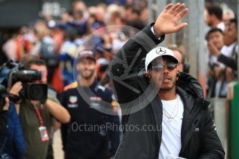 World © Octane Photographic Ltd. Formula 1 - British Grand Prix - Sunday - Drivers Parade. Lewis Hamilton - Mercedes AMG Petronas F1 W08 EQ Energy+. Silverstone, UK. Sunday 16th July 2017. Digital Ref: 1891LB1D3518