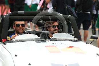 World © Octane Photographic Ltd. Formula 1 - British Grand Prix - Sunday - Drivers Parade. Fernando Alonso - McLaren Honda MCL32. Silverstone, UK. Sunday 16th July 2017. Digital Ref: 1891LB1D3588