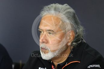 World © Octane Photographic Ltd. Formula 1 - British Grand Prix FIA Press conference. Vijay Mallya - Managing Director of Sahara Force India. Silverstone, UK. Friday 14th July 2017. Digital Ref:1883LB1D0043