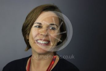 World © Octane Photographic Ltd. Formula 1 - British Grand Prix FIA Press Conference. Claire Williams - Deputy Team Principal of Williams Martini Racing. Silverstone, UK. Friday 14th July 2017. Digital Ref:1883LB1D0078