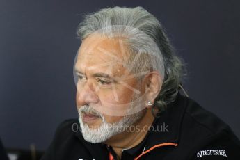 World © Octane Photographic Ltd. Formula 1 - British Grand Prix FIA Press conference. Vijay Mallya - Managing Director of Sahara Force India. Silverstone, UK. Friday 14th July 2017. Digital Ref:1883LB1D0082