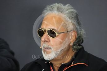 World © Octane Photographic Ltd. Formula 1 - British Grand Prix FIA Press conference. Vijay Mallya - Managing Director of Sahara Force India. Silverstone, UK. Friday 14th July 2017. Digital Ref:1883LB1D9964