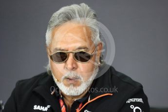 World © Octane Photographic Ltd. Formula 1 - British Grand Prix FIA Press conference. Vijay Mallya - Managing Director of Sahara Force India. Silverstone, UK. Friday 14th July 2017. Digital Ref:1883LB1D9966