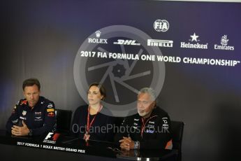 World © Octane Photographic Ltd. Formula 1 - British Grand Prix FIA Press Conference. Christian Horner - Team Principal of Red Bull Racing, Claire Williams - Deputy Team Principal of Williams Martini Racing and Vijay Mallya - Managing Director of Sahara Force India. Silverstone, UK. Friday 14th July 2017. Digital Ref:1883LB2D8068