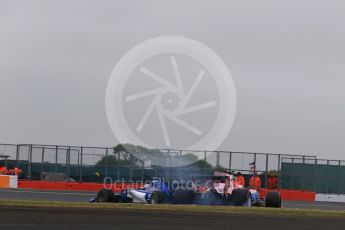World © Octane Photographic Ltd. Formula 1 - British Grand Prix - Saturday - Qualifying. Esteban Ocon - Sahara Force India VJM10 rear brakes on fire. Silverstone, UK. Saturday 15th July 2017. Digital Ref: 1886LB2D9256
