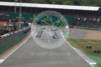 World © Octane Photographic Ltd. Formula 1 - British Grand Prix - Sunday - Race. Lewis Hamilton - Mercedes AMG Petronas F1 W08 EQ Energy+ leads the start. Silverstone, UK. Sunday 16th July 2017. Digital Ref: 1892LB1D3752