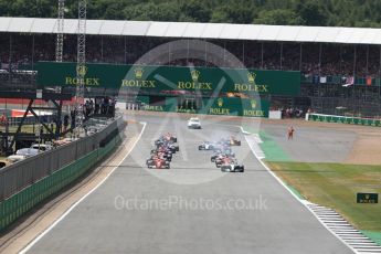 World © Octane Photographic Ltd. Formula 1 - British Grand Prix - Sunday - Race. Lewis Hamilton - Mercedes AMG Petronas F1 W08 EQ Energy+ leads the start. Silverstone, UK. Sunday 16th July 2017. Digital Ref: 1892LB1D3803