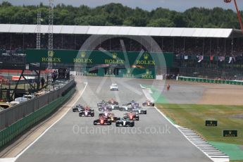 World © Octane Photographic Ltd. Formula 1 - British Grand Prix - Sunday - Race. Lewis Hamilton - Mercedes AMG Petronas F1 W08 EQ Energy+ leads the start. Silverstone, UK. Sunday 16th July 2017. Digital Ref: 1892LB1D3825