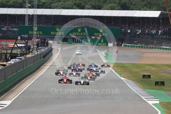 World © Octane Photographic Ltd. Formula 1 - British Grand Prix - Sunday - Race. Lewis Hamilton - Mercedes AMG Petronas F1 W08 EQ Energy+ leads the start. Silverstone, UK. Sunday 16th July 2017. Digital Ref: 1892LB1D3833
