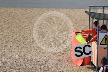 World © Octane Photographic Ltd. Formula 1 - British Grand Prix - Sunday - Race. Safety card boards. Silverstone, UK. Sunday 16th July 2017. Digital Ref: 1892LB2D0005