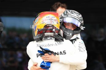 World © Octane Photographic Ltd. Formula 1 - British Grand Prix - Sunday - Race Podium. Lewis Hamilton and Valtteri Bottas Mercedes AMG Petronas F1 W08 EQ Energy+. Silverstone, UK. Sunday 16th July 2017. Digital Ref: 1893LB1D4495