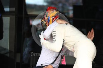 World © Octane Photographic Ltd. Formula 1 - British Grand Prix - Sunday - Race Podium. Lewis Hamilton - Mercedes AMG Petronas F1 W08 EQ Energy+ and Billy Monger #BillyWhizz. Silverstone, UK. Sunday 16th July 2017. Digital Ref: 1893LB1D4548